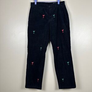 Vineyard Vines Mens 28x30 Corduroy Pants Navy Martini Glass‎ Embroidered NEW